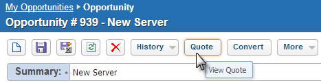 Initiate the QuoteWerks Quote from ConnectWise using the Quote Button