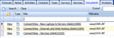 QuoteWerks Creates Document attachments in ConnectWise