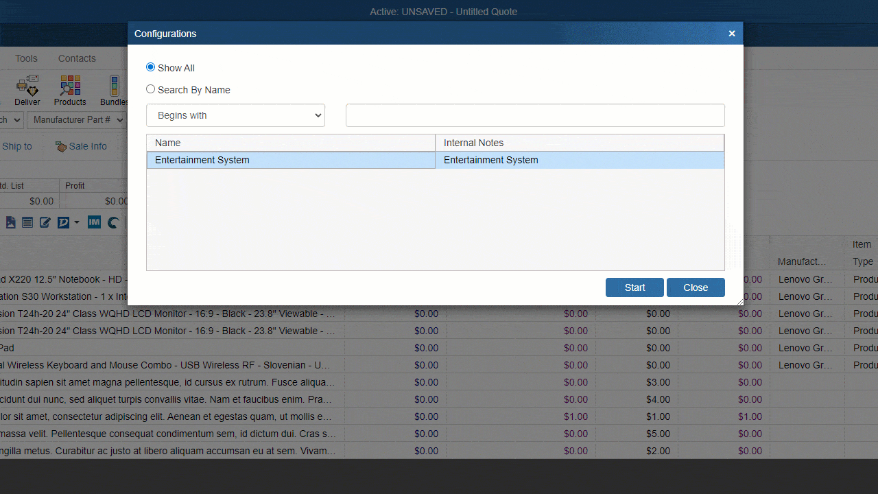 QuoteWerks Configurator in QWW