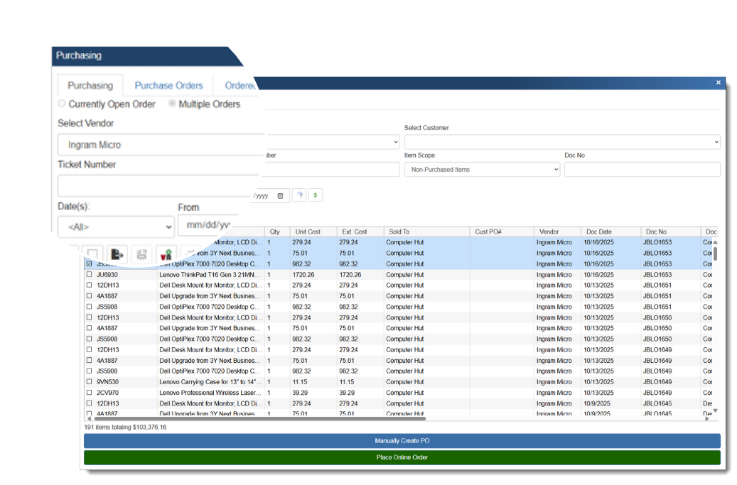 Quoting software with accounting integration